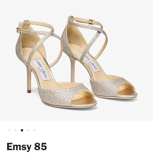 Jimmy Choo's Emsy 85 Platinum Ice Dusty Glitter Sandals - worn once. - Picture 4 of 5